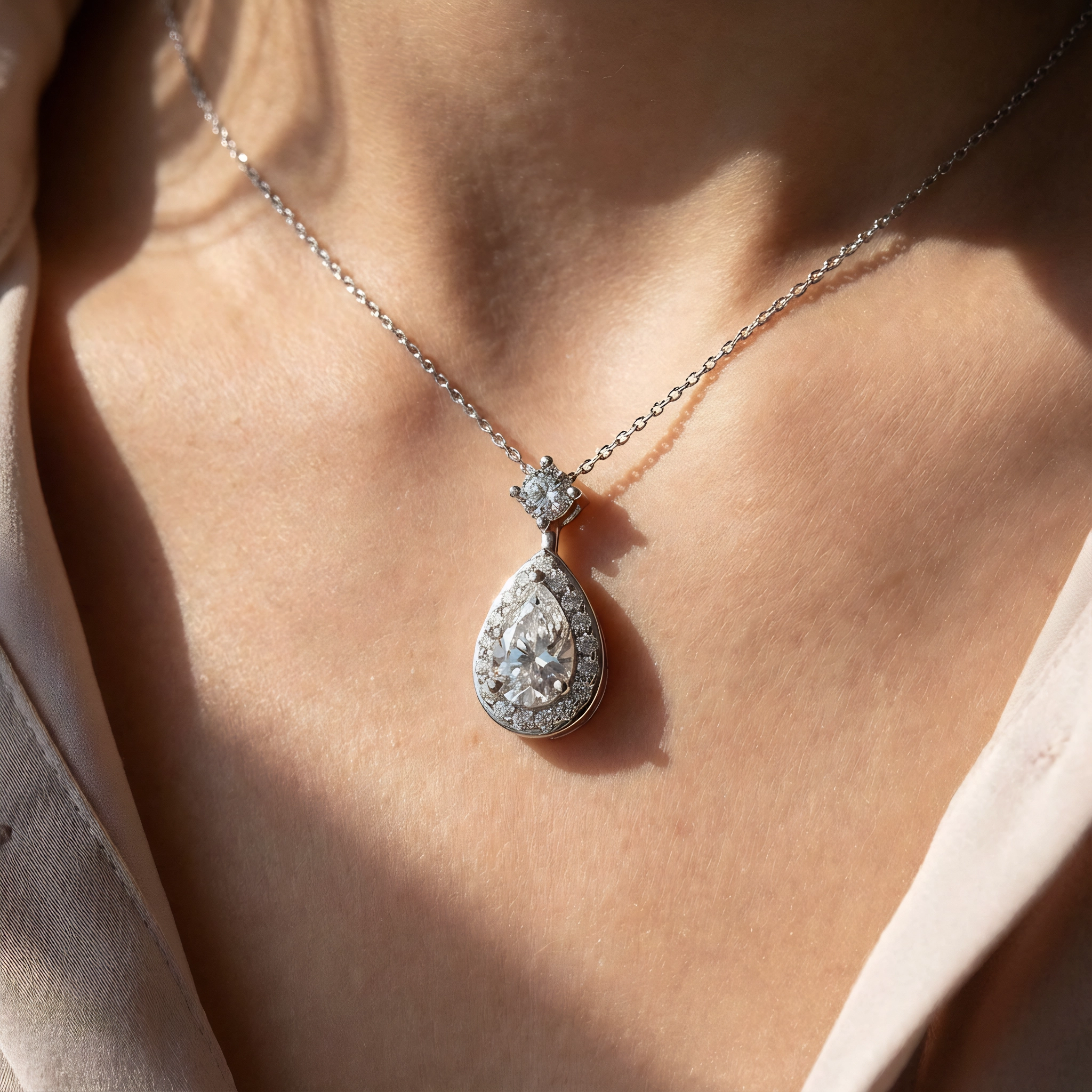 18K White Gold 0.71ct Diamond Necklace for Women