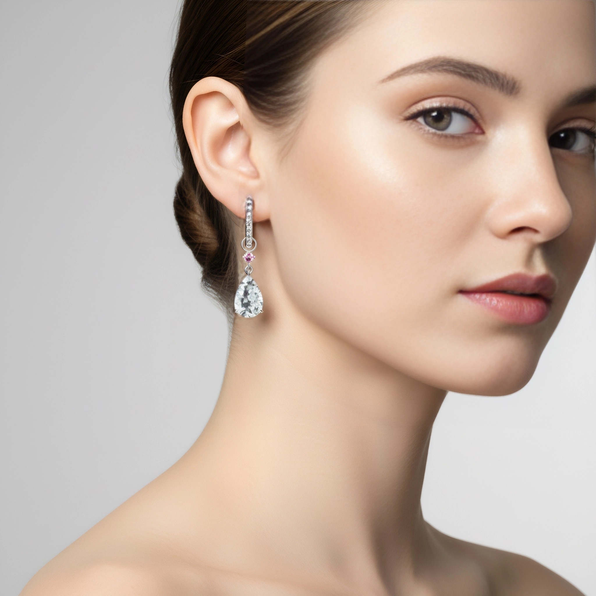 18K white gold pear cut diamond earrings jewelry