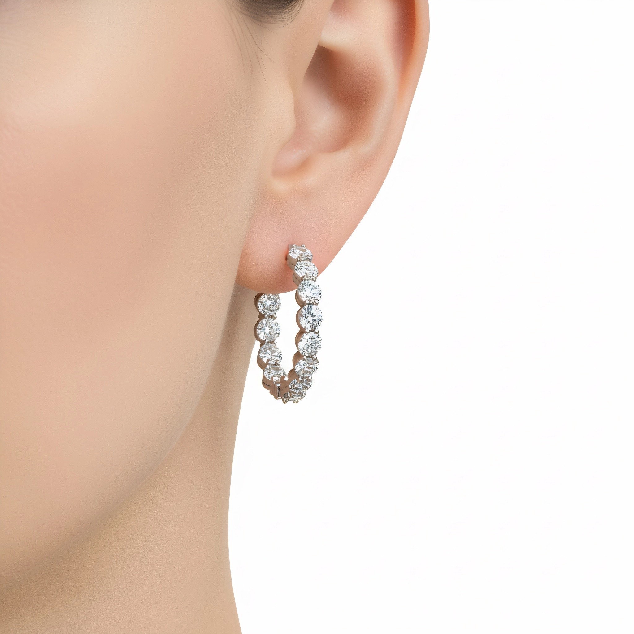 Lab Created Round Shape Diamond Earrings