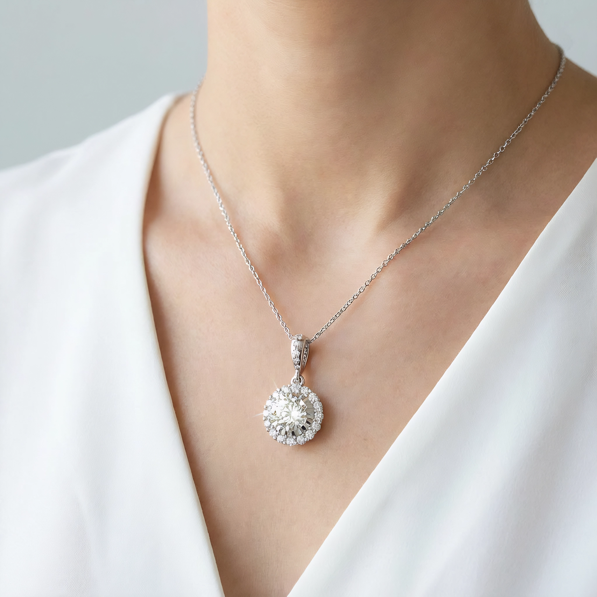 Diamond Necklace 14k Gold Wedding Necklace