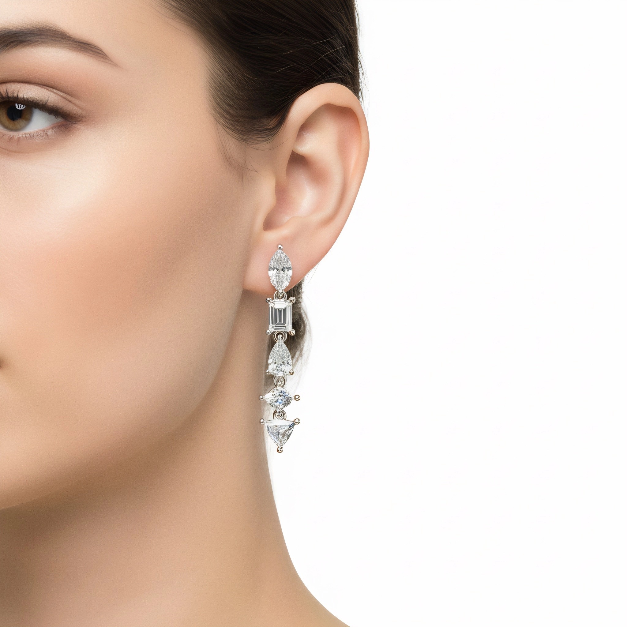 Jewelry Diamond Earrings 18K White Gold