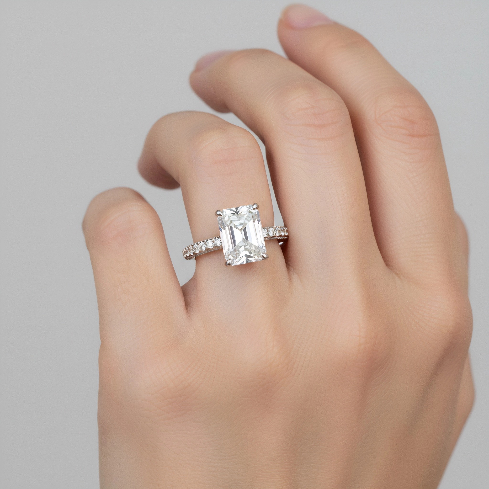 Radiant Cut Diamond Ring Pave Diamond Ring