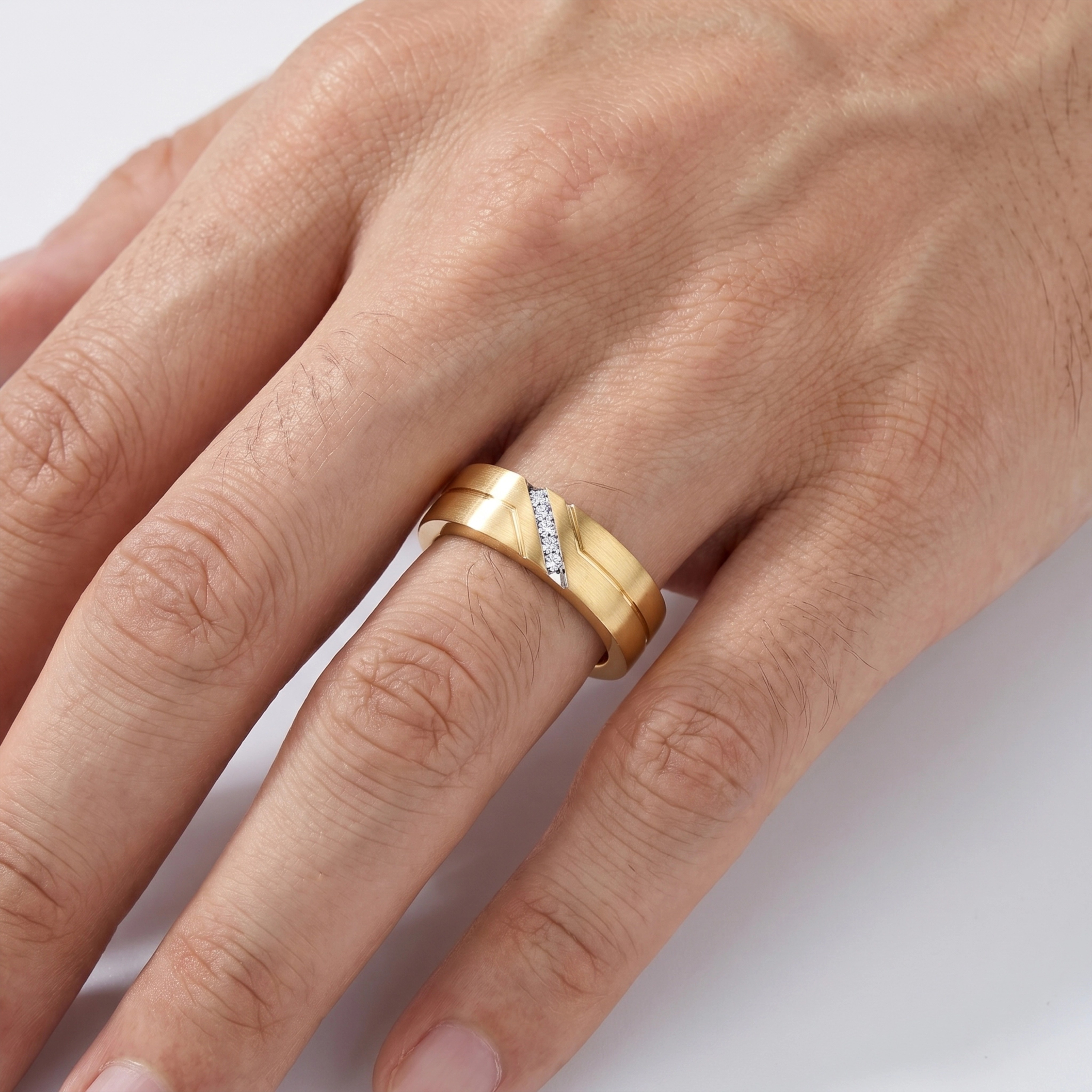 14k Diamond Mens Diamond Ring with Diamond Custom Size Men’s Ring Wedding Ring