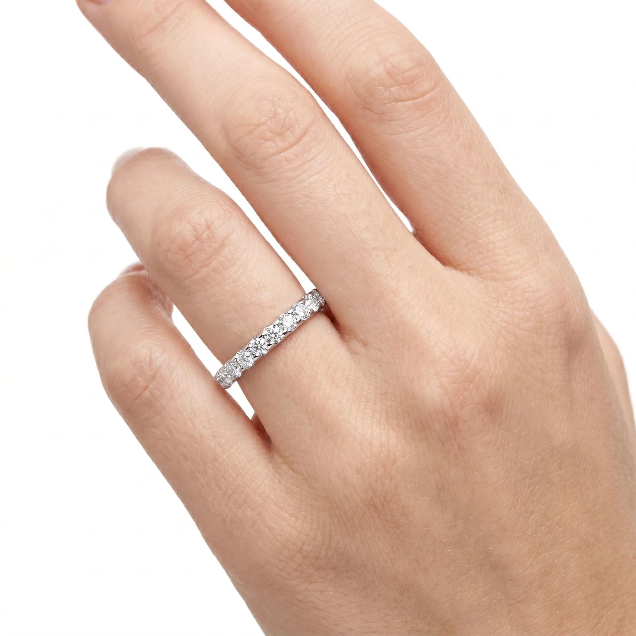 Lab Grown Diamond Full Pave Wedding Eternity Ring for Women
