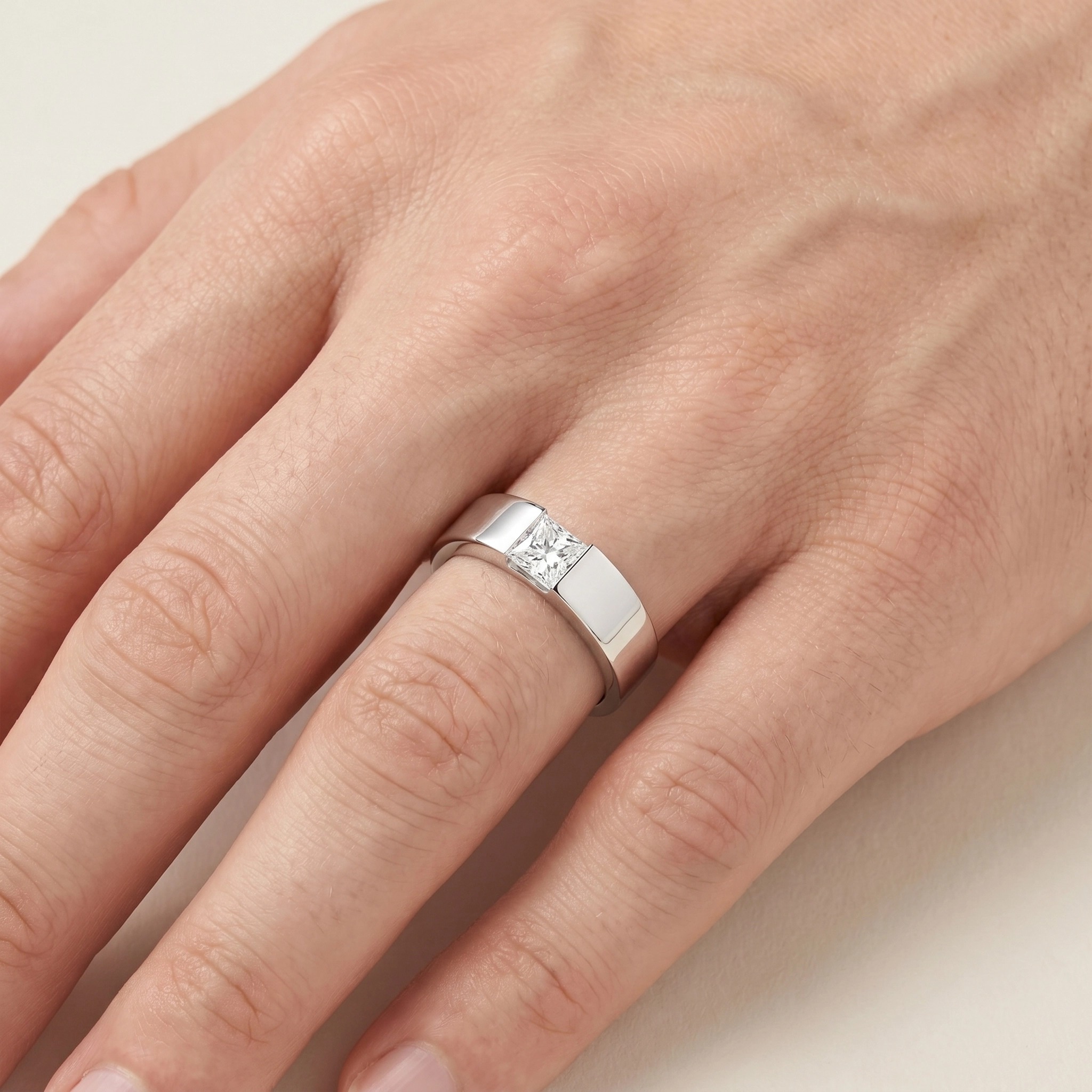 Men Rings 18k Princess Men Certified Diamond Engagement Ring