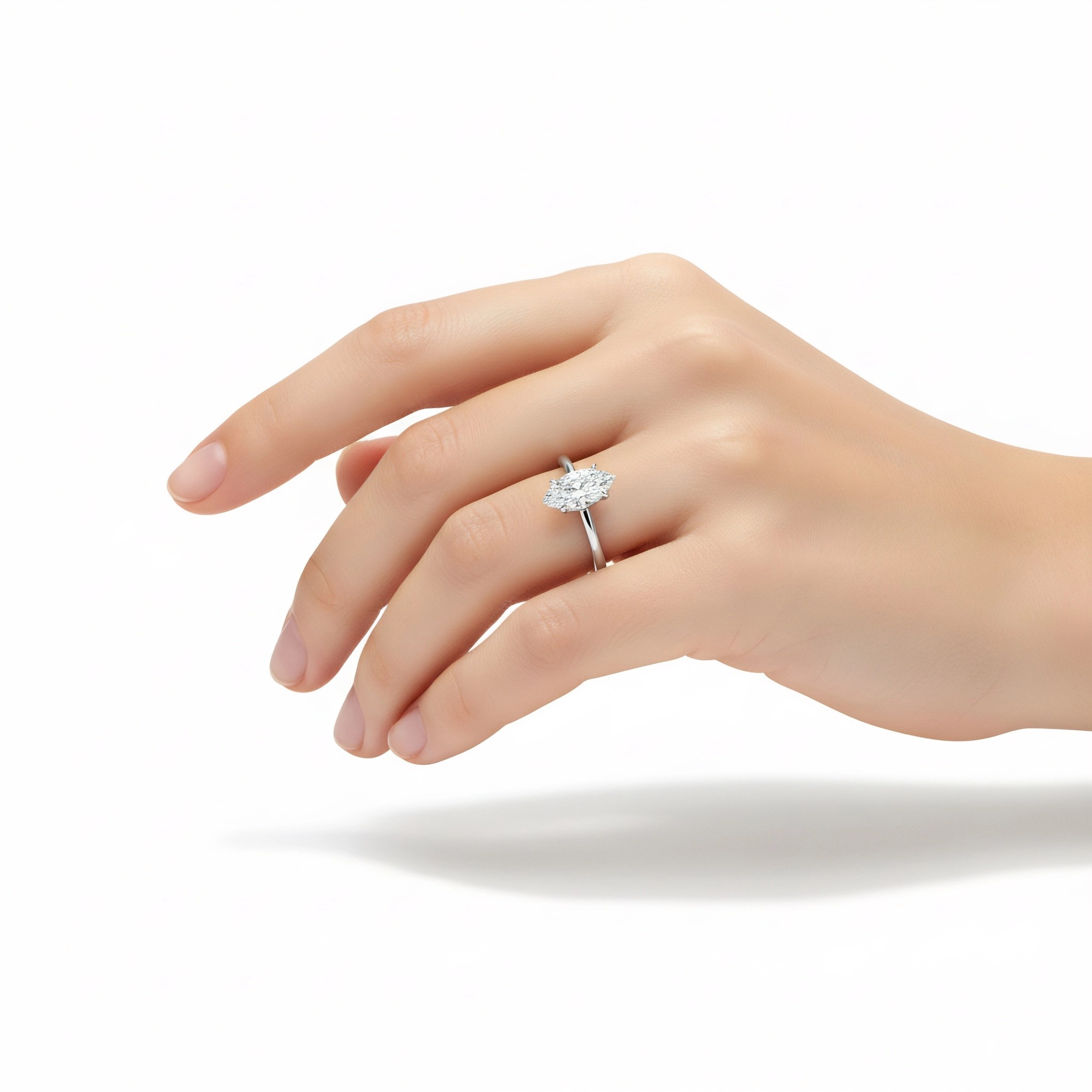 Lab Grown Marquise Cut Diamond Ring in 14/18K 2 Carat Diamond Ring