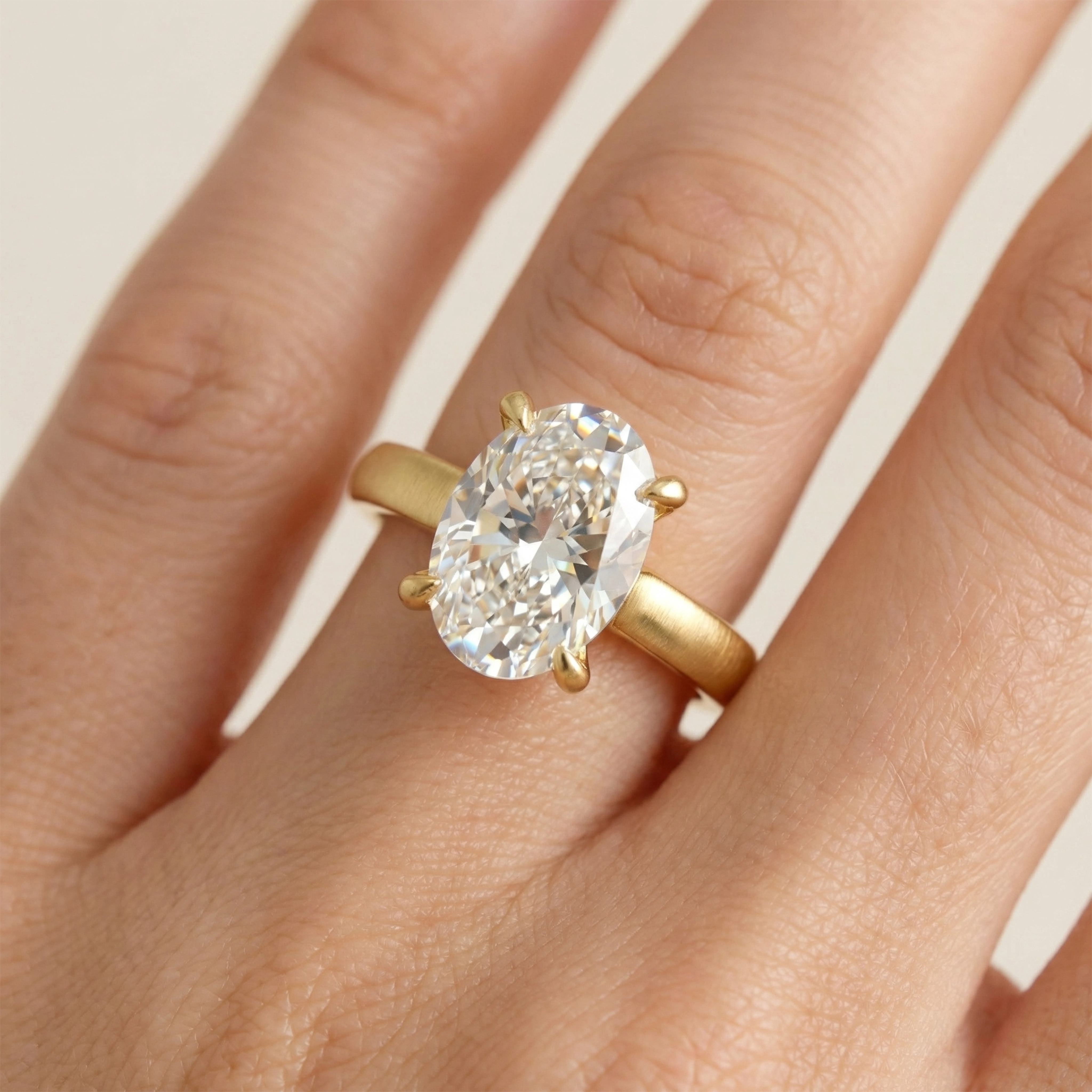 Oval Cut Classic Style Ring for Women 14k Gold Plated