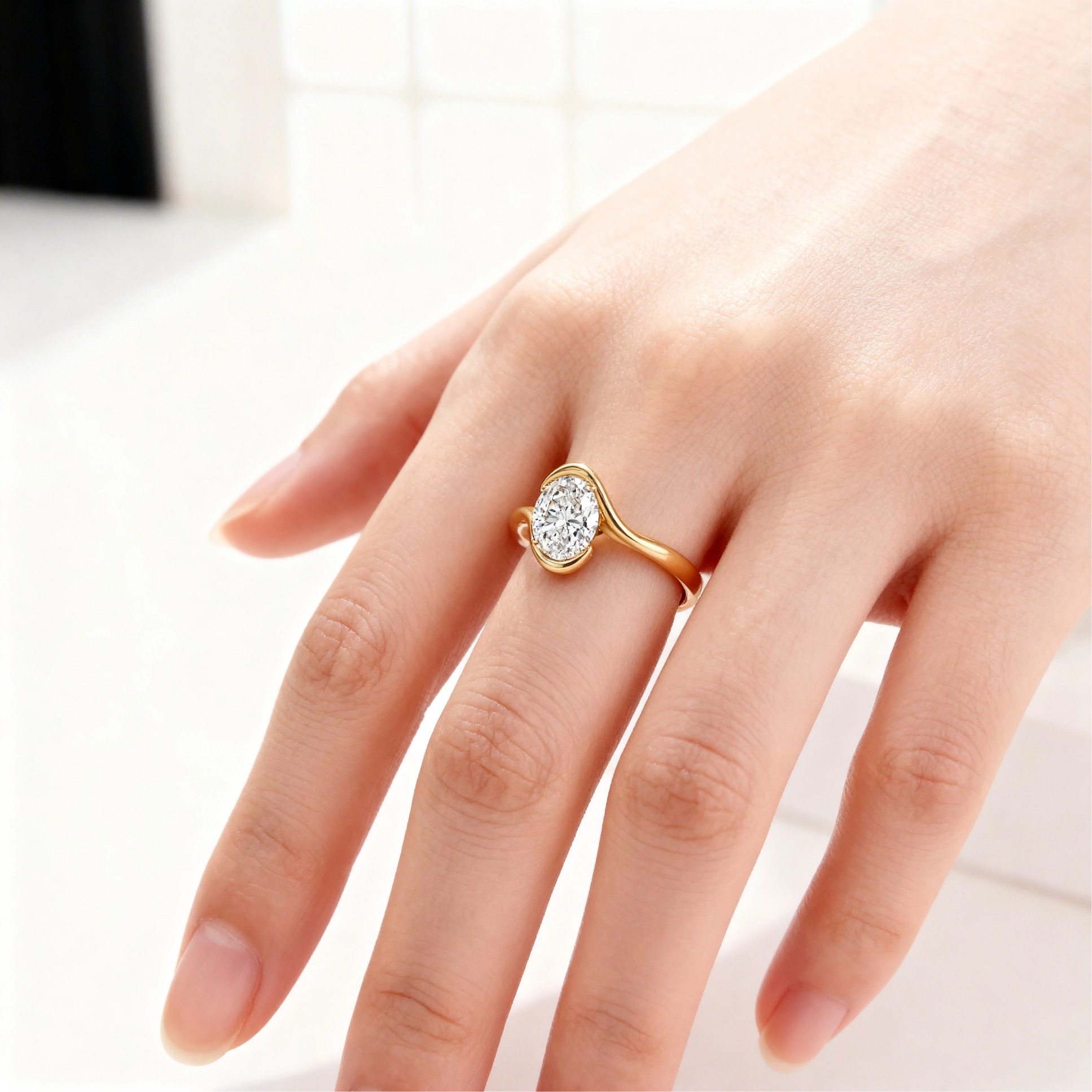 Oval Cut Cute Style Ring for Women 14k Gold Plated